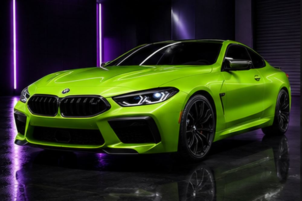 BMW M8 в плёнке «Салатовый неон»