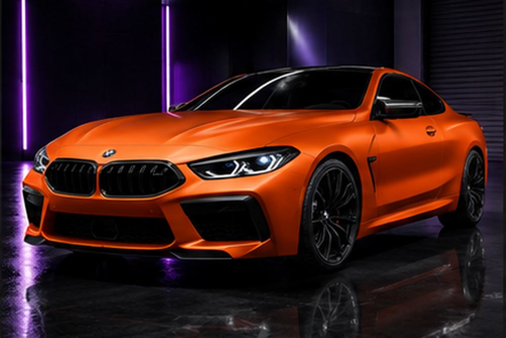 BMW M8 в плёнке «Оранжевый матовый»